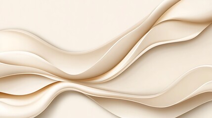 Obraz premium Creamy Beige Abstract Waves: A Digital 3D Render AI Generated