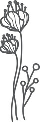 Gray floral sketch; vertical design; white background; for invitations
