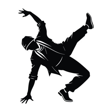 Dancer Executing a Powerful Krump Movement Silhouette