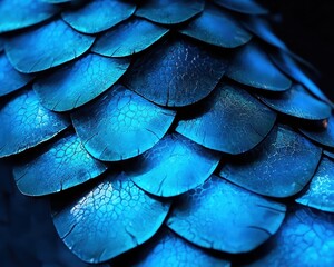 Obraz premium Vibrant Blue Scales Texture with Shiny Metallic Finish