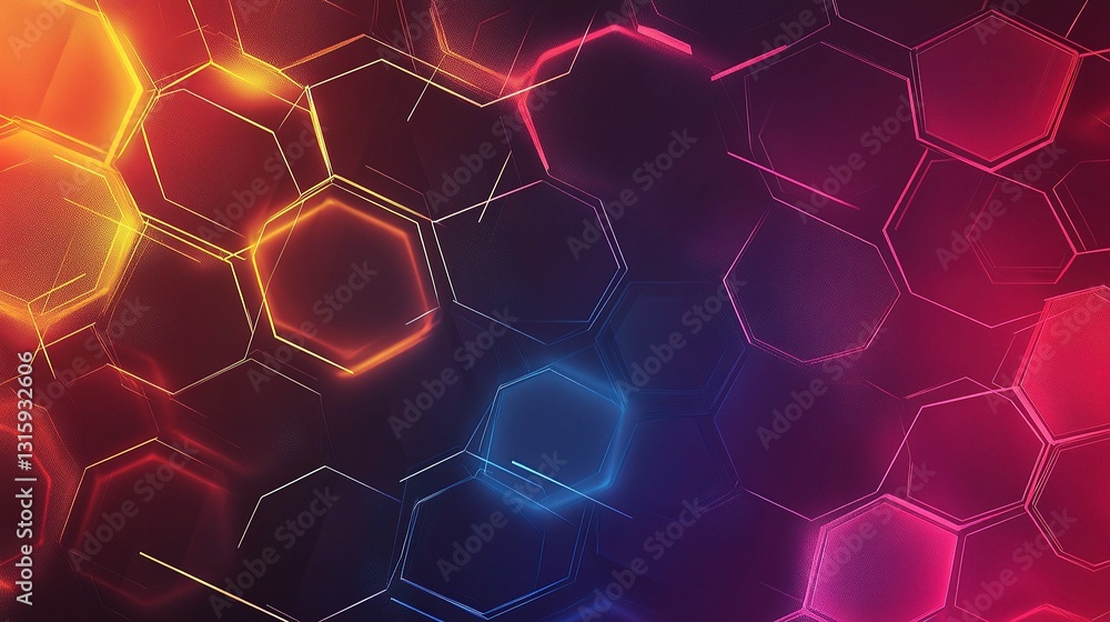 Poster abstract geometric hexagon pattern with vibrant color gradient