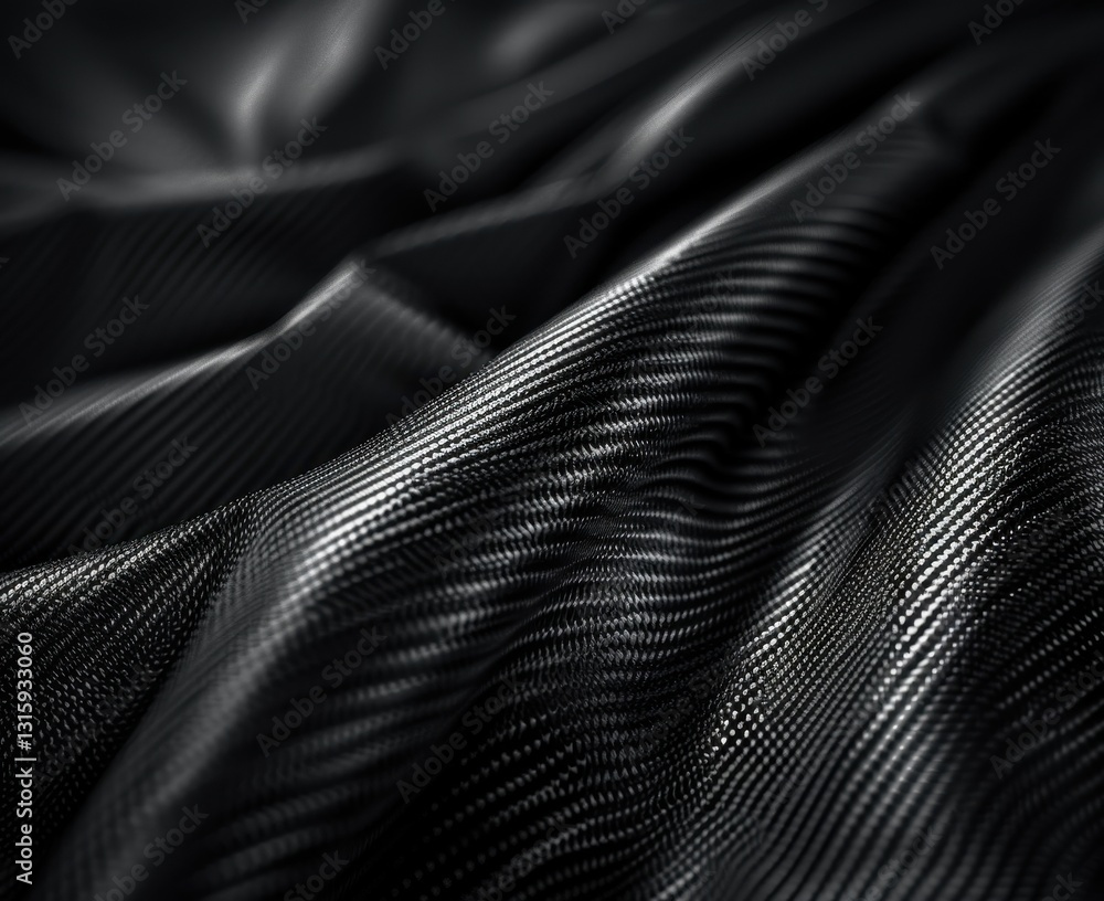 Aufkleber Dark Abstract Fabric Texture with Wave Pattern