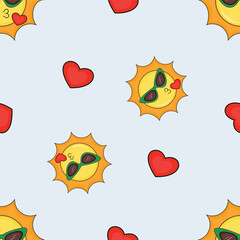 Summer sunshine and love seamless pattern vector