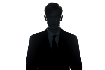 Shadowed Man in Monochrome - Dramatic and Deep Isolated on Transparent Background