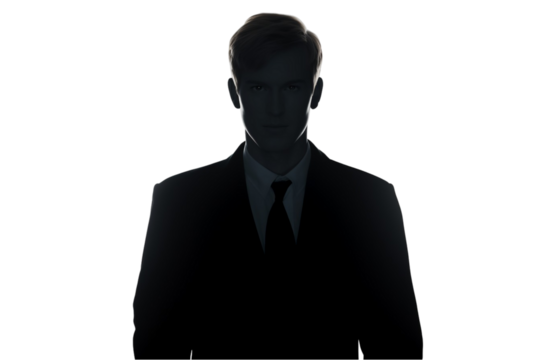 Shadowed Man in Monochrome - Dramatic and Deep Isolated on Transparent Background