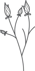 Obraz premium Gray sketched floral sprig, isolated, minimalist design, white background, website décor