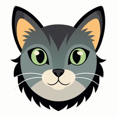 A cat face  illustration on white background.