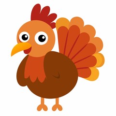 A cute turkey illustration on white background.