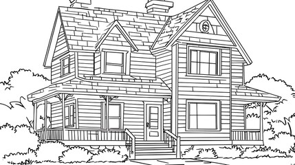 Obraz premium Suburban House Line Drawing
