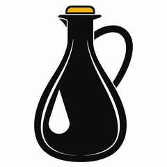 Black carafe of oil for vehicle vector on white background.