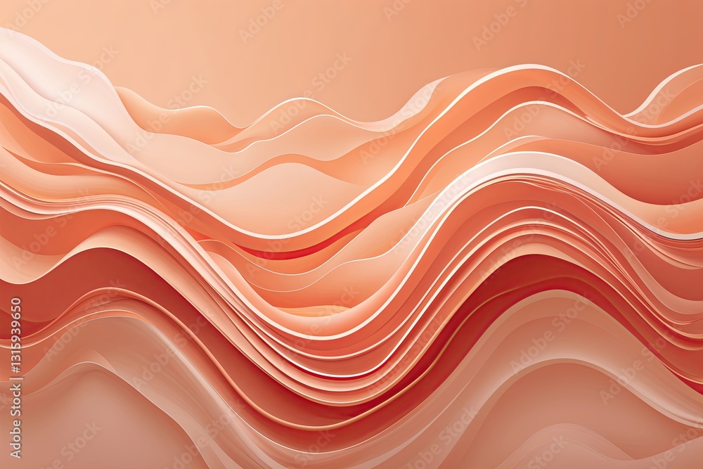 Poster peach fluid background with soft wavy abstract design for creative projects