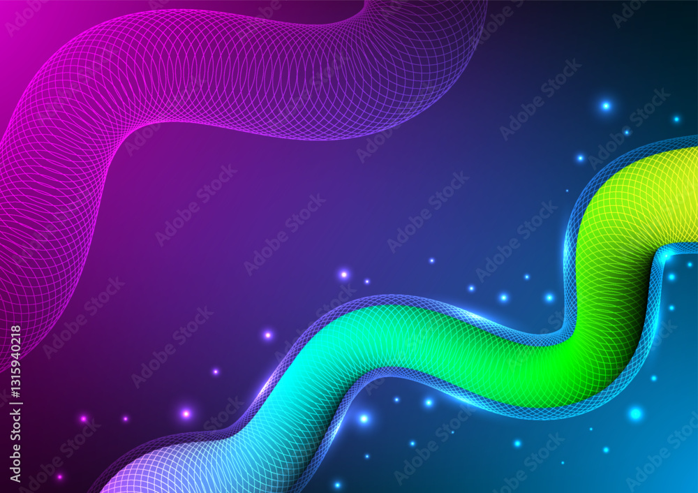 Poster digital wavy technology background. design for abstract futuristic fluid gradient wavy curve wave sh