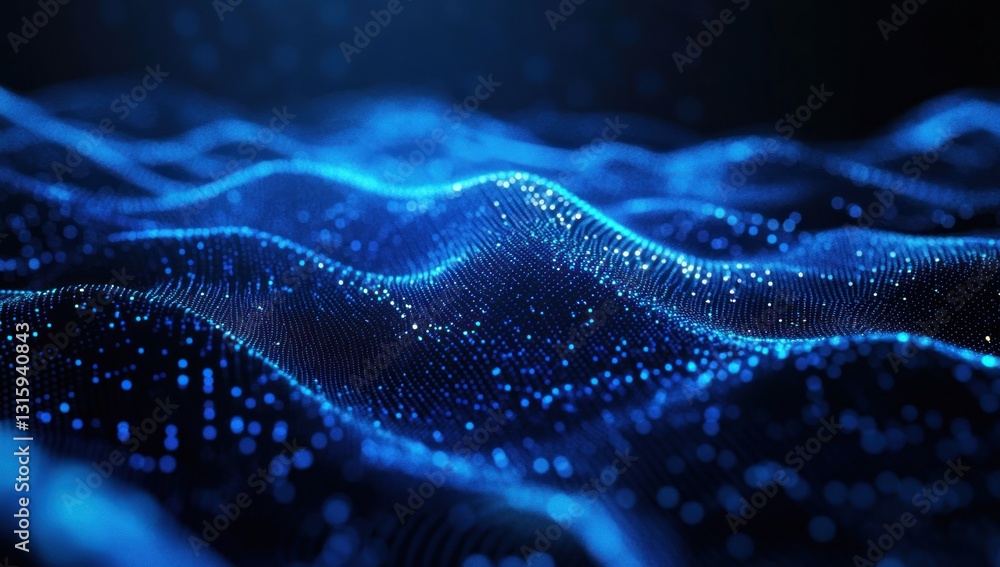 Poster abstract blue digital waveform: a mesmerizing visualization of data flow and digital energy.