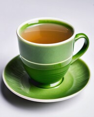 Green tea cup, photography, illustration, minimalism, relaxation, design.