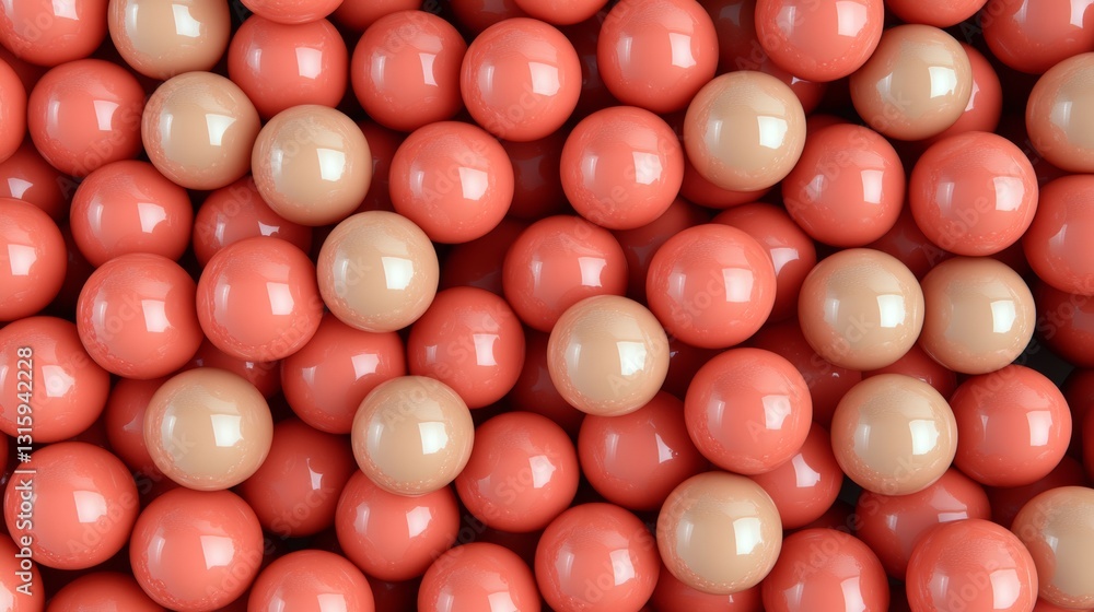 Poster a dynamic array of pink balls dominates the scene, featuring soft pastel shades and creating a fun, 