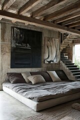 Modern Minimalist Bedroom with Art and Natural Materials