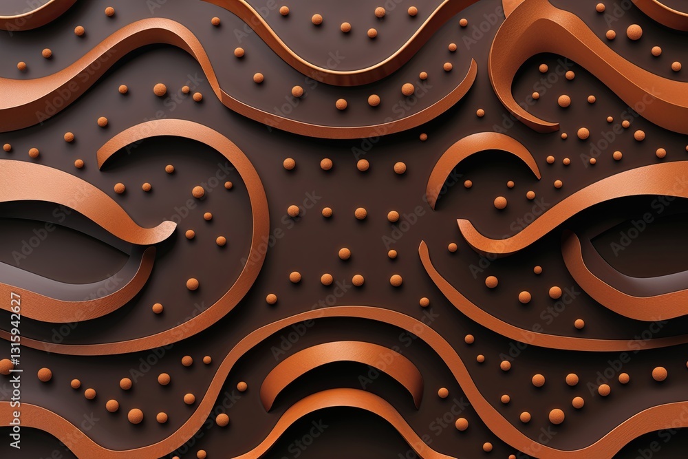 Poster stunning visuals of non-linear patterns with contrasting dots in brown design