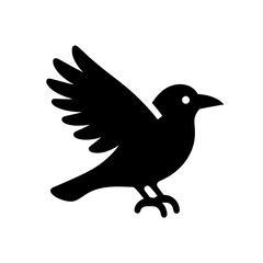 Fototapeta premium flat and minimalist crow icon of silhouette black shape isolated on white background