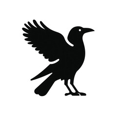 Fototapeta premium flat and minimalist crow icon of silhouette black shape
