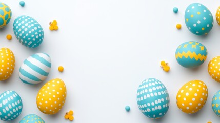 Fototapeta premium Scattered pastel balls in various colors on a white surface form a lively and cheerful arrangement, suitable for celebrations and fun themes