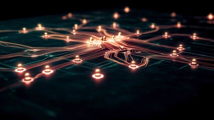 Fototapeta premium Digital Network Glowing Connections Abstract Technology Background Innovation Concept