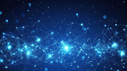 Abstract Network Connection: Digital Galaxy of Nodes and Lines