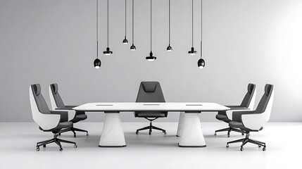 Fototapeta premium Modern Conference Room Design: A 3D Render of Minimalist Meeting Space AI Generated