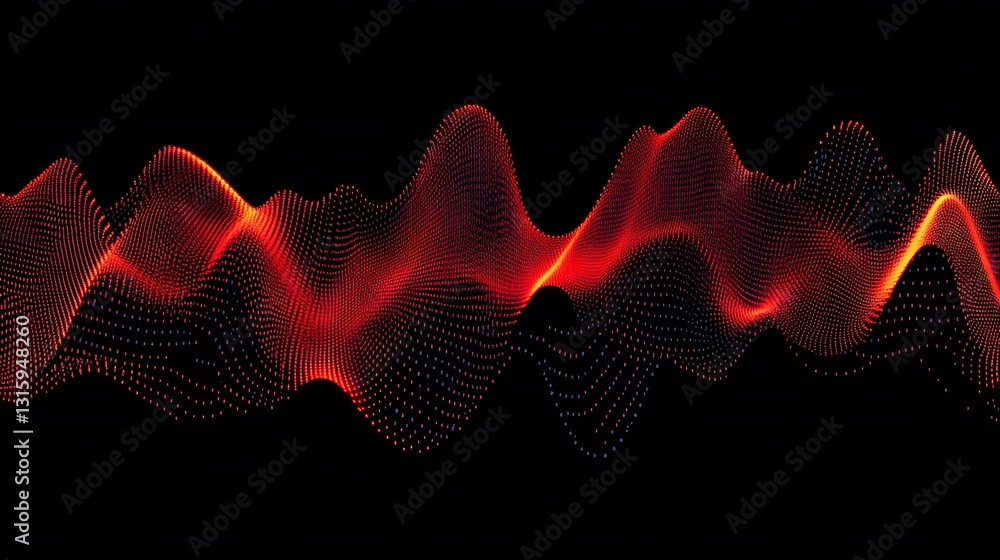 Aufkleber abstract red and orange particle wave abstract background