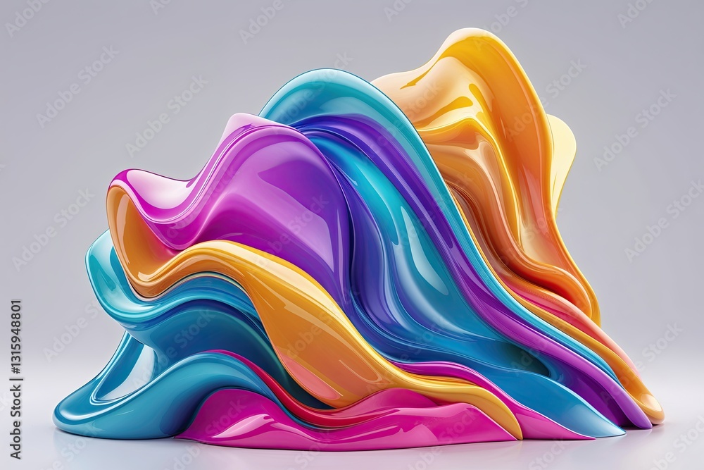 Aufkleber vibrant three-dimensional abstract fluid form with smooth curves