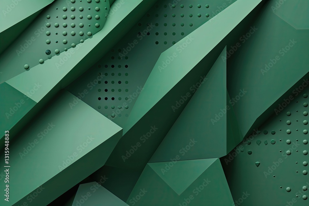 Poster modern sleek green abstract geometric triangle pattern with dots for stylish background design