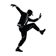 Hip-Hop Dancer Mid-Step with One Knee Lifted High Silhouette Art