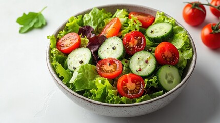 Fresh Vegetable Salad in Bowl, Healthy Food, Delicious Dish, Kitchen Table