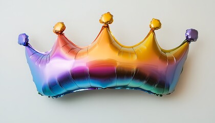 Rainbow crown balloon on white