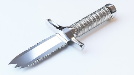 Professional image of a stainless steel meat tenderizer and carving knife set with a seamless white background, perfect for branding, packaging, and advertising