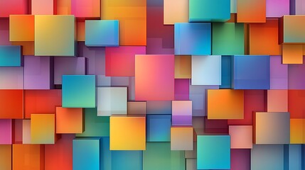 Vibrant 3D Render of Interlocking Colorful Cubes AI Generated