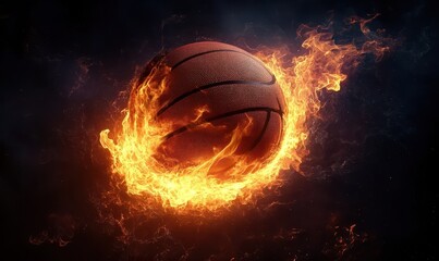 Fototapeta premium Fiery Basketball on Dark Background