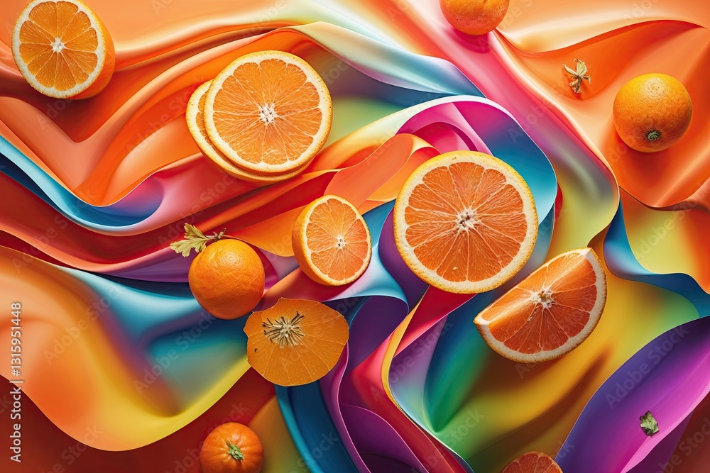 Poster vibrant orange background with dynamic gradient and bright color palette