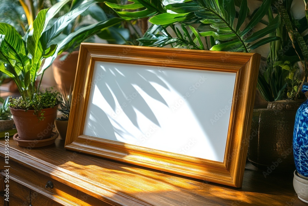 Poster a serene and inviting atmosphere is created by a minimalist arrangement of a blank frame and two pot