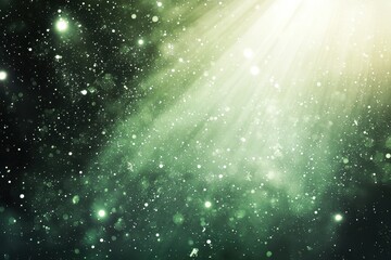 Ethereal Green Light and Dust Particles in Artistic Background