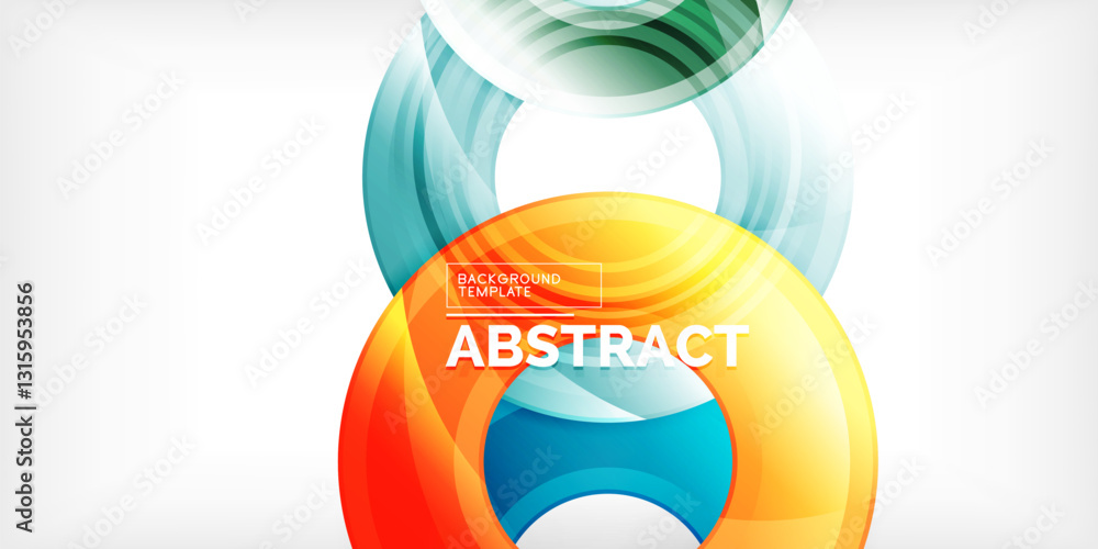 Poster bright colorful circles with light effects. abstract background