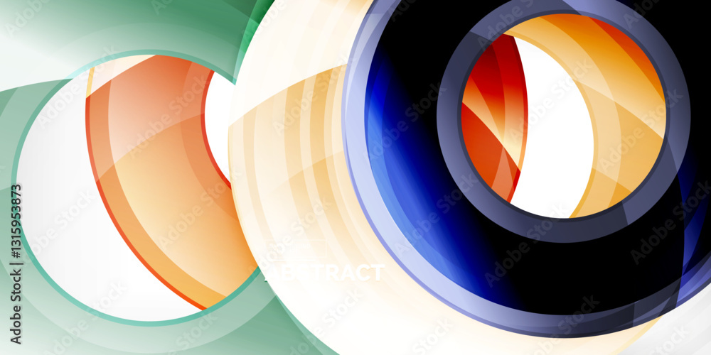 Poster bright colorful circles with light effects. abstract background