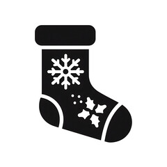 flat and minimalist Christmas sock icon of silhouette black shape illustration isolated on white background