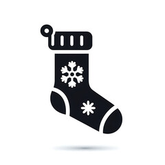 flat and minimalist Christmas sock icon of silhouette black shape illustration isolated on white background
