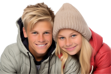 Siblings Hugging - Family Bond Captured Isolated on Transparent Background