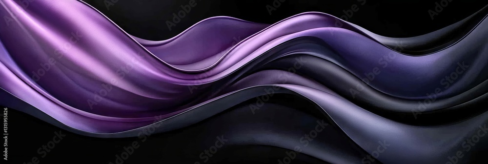 Aufkleber an intimate view of sumptuous fabric in dark purple and black, emphasizing its sleek texture and viv