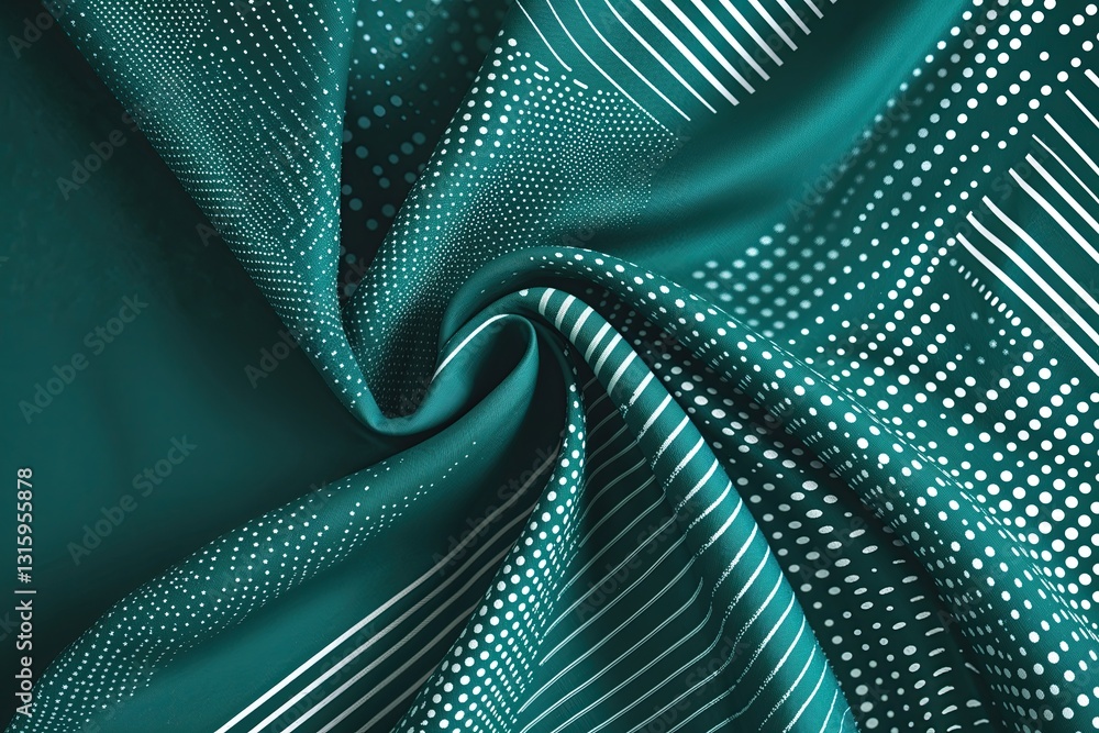 Poster modern teal fabric background with diagonal stripes and dot halftone pattern for stylish design