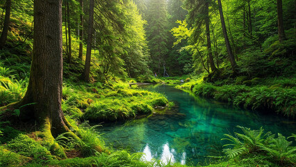 Obraz premium river in the forest