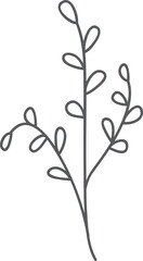 Obraz premium Simple gray floral branch illustration, white background, design element