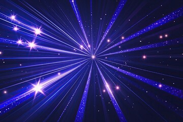 Fototapeta premium Vibrant Indigo Backdrop with Glimmering Star Ray Effects and Stunning Glow