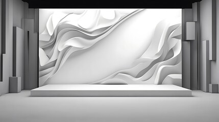 Abstract White Stage Design: 3D Render of a Modern Minimalist Interior AI Generated